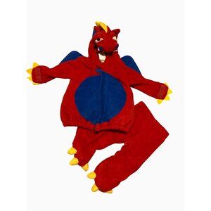 Old Navy Dragon Halloween Costume 6/12 M Red & Blue Fleece